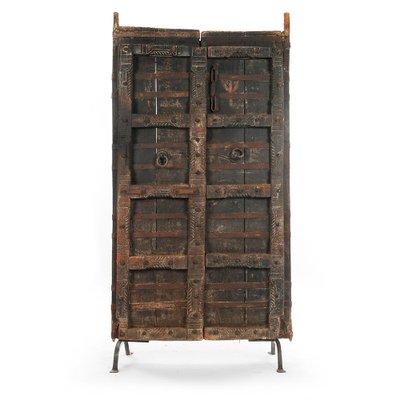 Wooden Door on Wrought Iron Base-NQ-624719