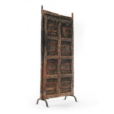 Wooden Door on Wrought Iron Base-NQ-624719