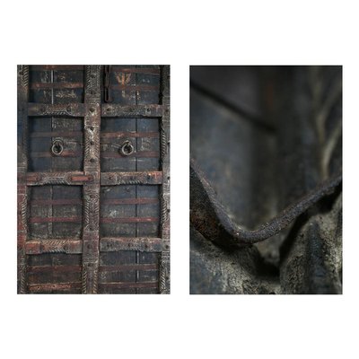 Wooden Door on Wrought Iron Base-NQ-624719