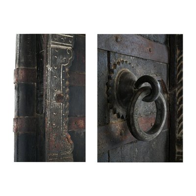 Wooden Door on Wrought Iron Base-NQ-624719