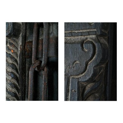 Wooden Door on Wrought Iron Base-NQ-624719