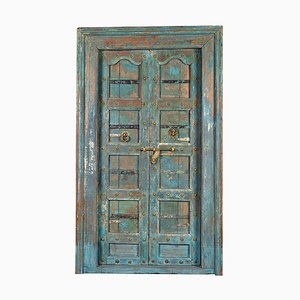 Wooden Door with Blue Patina, 1920s-NQ-656388