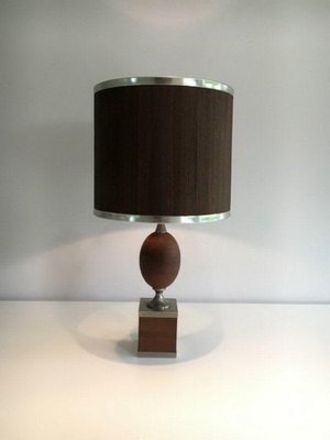 Wooden Egg Lamp and Brushed Steel, 1970s-BA-1365749