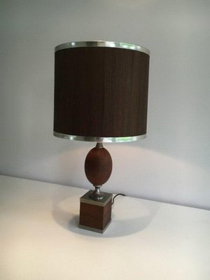 Wooden Egg Lamp and Brushed Steel, 1970s-BA-1365749