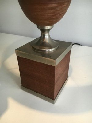 Wooden Egg Lamp and Brushed Steel, 1970s-BA-1365749