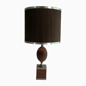 Wooden Egg Lamp and Brushed Steel, 1970s-BA-1365749