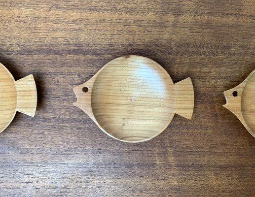 Wooden Fish Shaped Bowls, 1960s, Set of 5-UAH-1444860