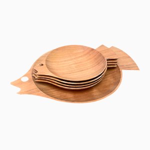 Wooden Fish Shaped Bowls, 1960s, Set of 5-UAH-1444860