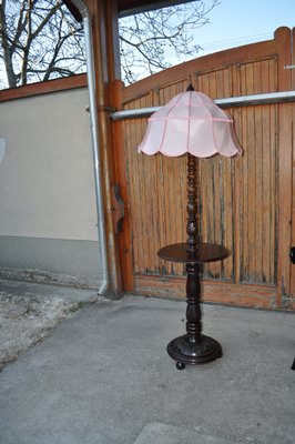 Wooden Floor Lamp with Pink Shade-OXJ-1141731