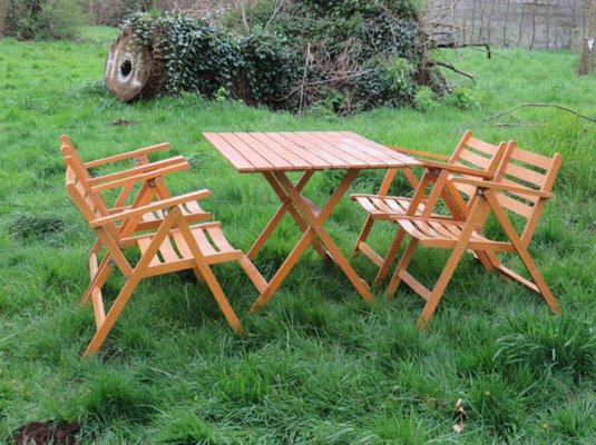 Wooden Folding Garden Set, Set of 5-UKG-1259210