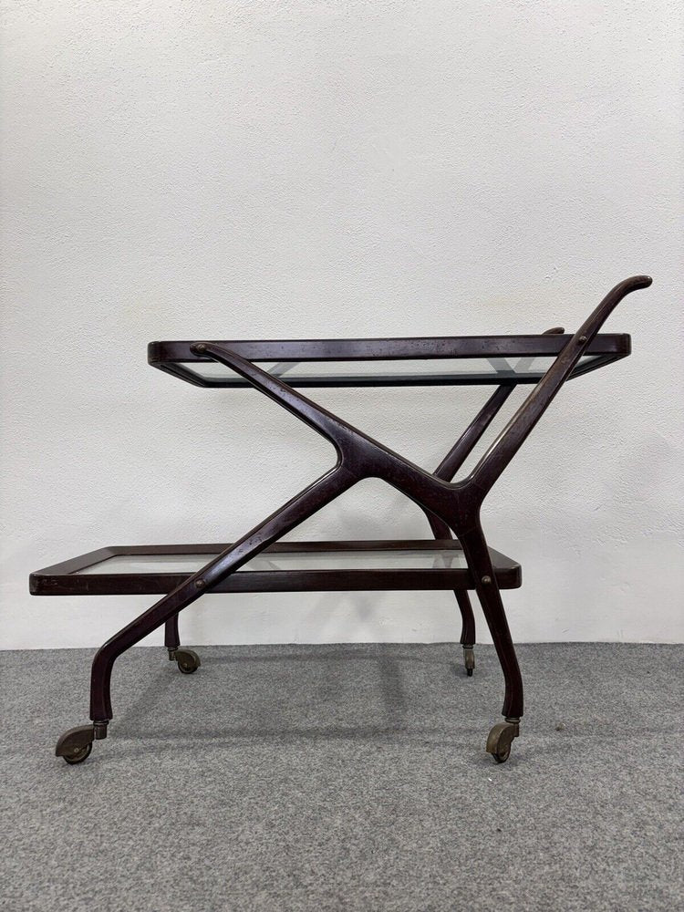 Wooden Food Cart attributed to Cesare Lacca, 1950s