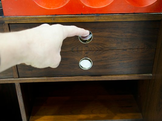 Wooden Free-Standing Dry Bar with Flip-Up Top, 1960s-ZYF-1398921