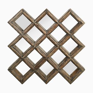 Wooden Geometric Structure Mirror-NQ-1792685