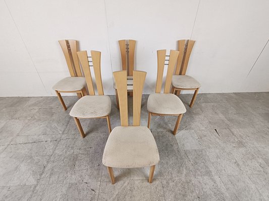 Wooden High Back Dining Chairs, 1990s, Set of 6-IRH-1776645