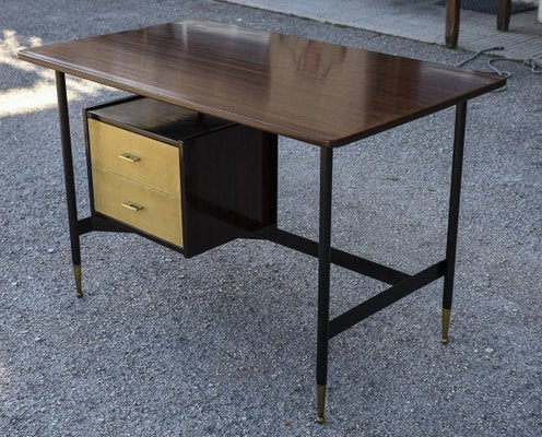 Wooden & Metal Desk with Drawers, Italy, 1950s-RAQ-1306923