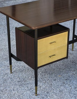 Wooden & Metal Desk with Drawers, Italy, 1950s-RAQ-1306923