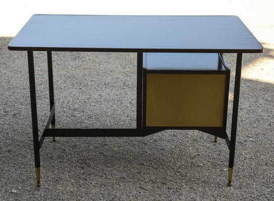 Wooden & Metal Desk with Drawers, Italy, 1950s-RAQ-1306923