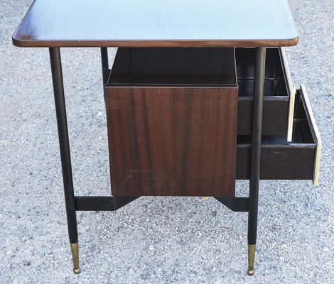 Wooden & Metal Desk with Drawers, Italy, 1950s-RAQ-1306923