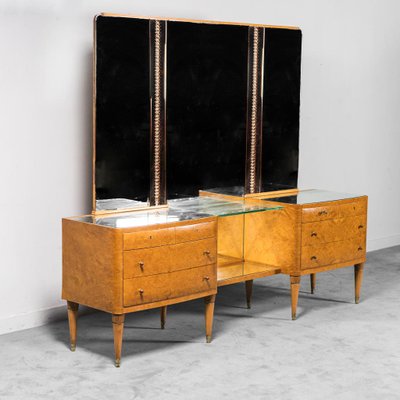 Wooden Mirror with Chests of Drawers, 1940s-ZLY-1089729