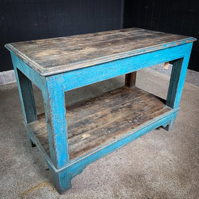 Wooden Packing Table in Blue-IA-1802597