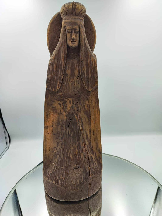 Wooden Saint Barbara Treasurer Mining Figure, Rybnik, 1982