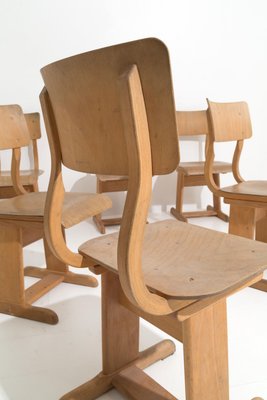 Wooden School Chairs, 1950s, Set of 6-IEW-1148365