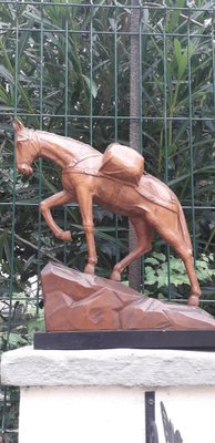 Wooden Sculpture of Horse, 1920s-AKA-1702128