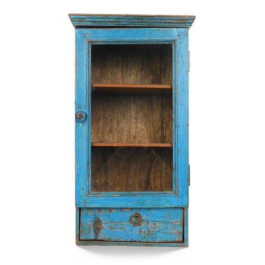 Wooden Showcase with Blue Patina