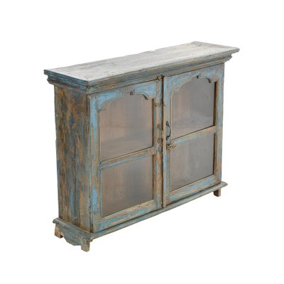 Wooden Showcase with Blue Patina-NQ-1141952