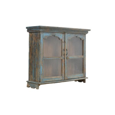 Wooden Showcase with Blue Patina-NQ-1141952