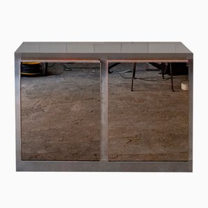 Wooden Sideboard in Steel and Mirror Glass, Italy, 1970s-VCV-1005372