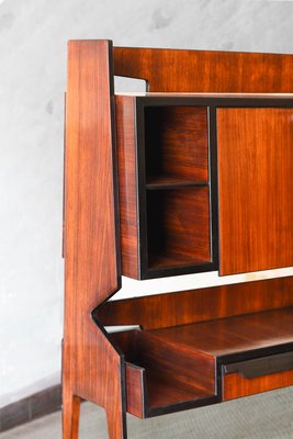 Wooden Sideboard with Shelves, Front Drawer, Drop-Front Panel and Internal Mirror, 1960s-MNF-2023473