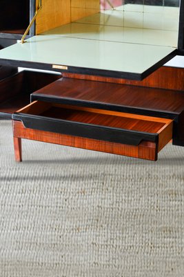 Wooden Sideboard with Shelves, Front Drawer, Drop-Front Panel and Internal Mirror, 1960s-MNF-2023473