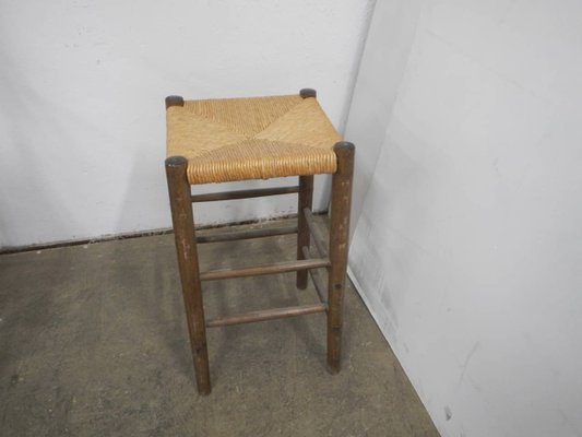 Wooden Stool Straw Seat, 1960s-WWQ-1325208