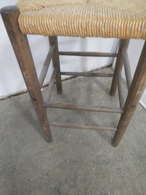 Wooden Stool Straw Seat, 1960s-WWQ-1325208