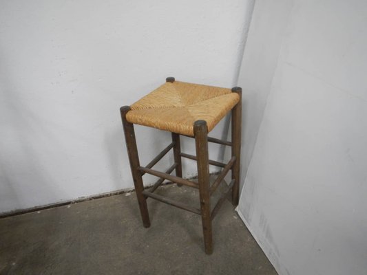 Wooden Stool Straw Seat, 1960s-WWQ-1325208