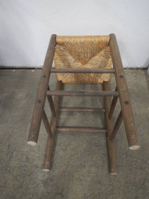 Wooden Stool Straw Seat, 1960s-WWQ-1325208