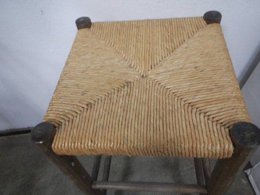 Wooden Stool Straw Seat, 1960s-WWQ-1325208