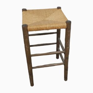 Wooden Stool Straw Seat, 1960s-WWQ-1325208