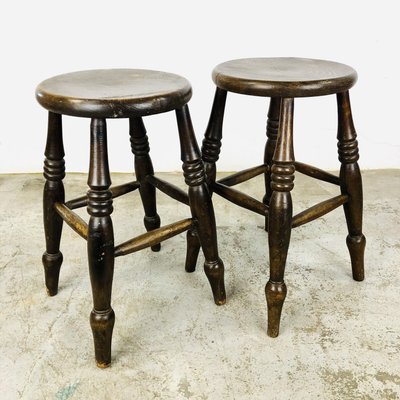 Wooden Stool with Twisted Legs-LCQ-1331055