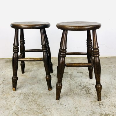 Wooden Stool with Twisted Legs-LCQ-1331055