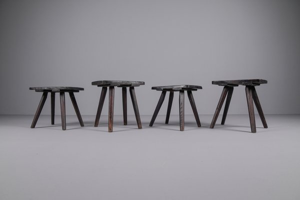 Wooden Stools, 1950s, Set of 4-KQB-1427251