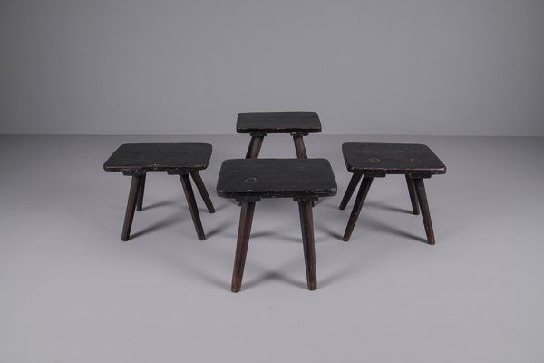 Wooden Stools, 1950s, Set of 4-KQB-1427251