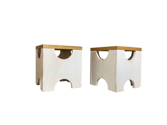 Wooden Stools attributed to Ettore Sottsass for Poltronova, Italy, 1963, Set of 2-OHF-1803979