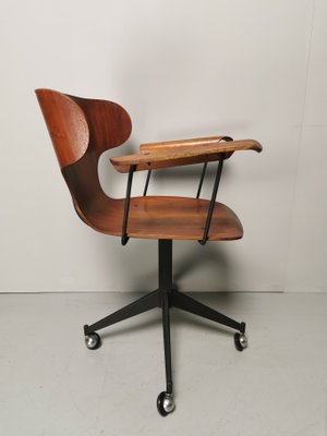 Wooden Swivel Chair in Teak and Plywood by Carlo Ratti for Legni Curvati, 1950s-PRS-842590