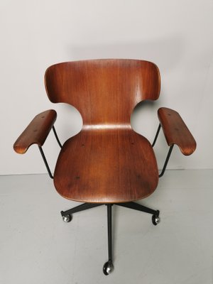 Wooden Swivel Chair in Teak and Plywood by Carlo Ratti for Legni Curvati, 1950s-PRS-842590