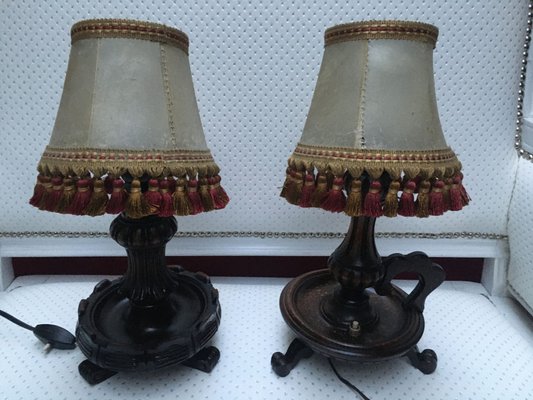 Wooden Table Lamps, 1940s, Set of 2-WQQ-689136