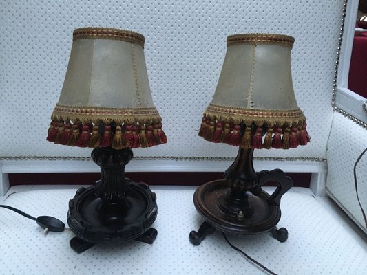 Wooden Table Lamps, 1940s, Set of 2-WQQ-689136