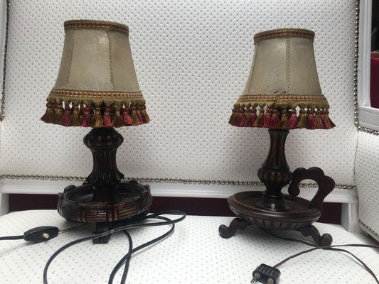 Wooden Table Lamps, 1940s, Set of 2-WQQ-689136