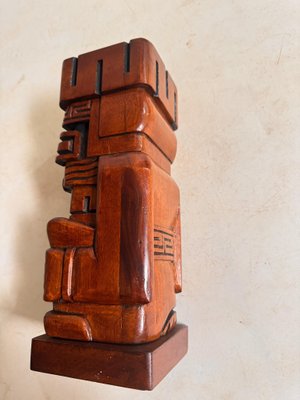 Wooden Tiki Totem Sculpture Pen Holder, 1960-UR-1820303